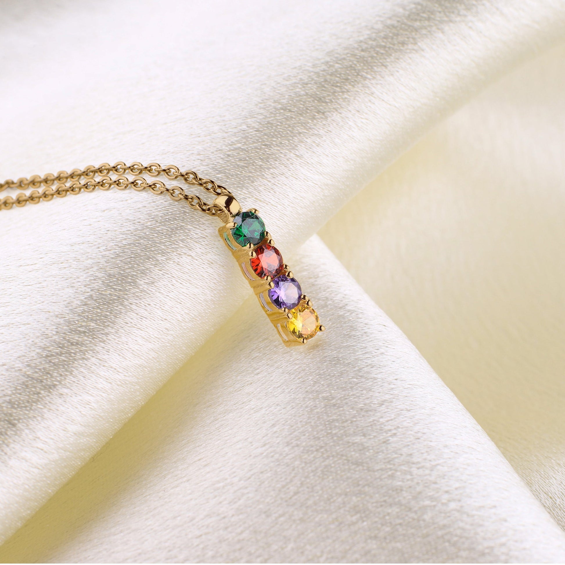 Family Birthstone Necklace in gold tone