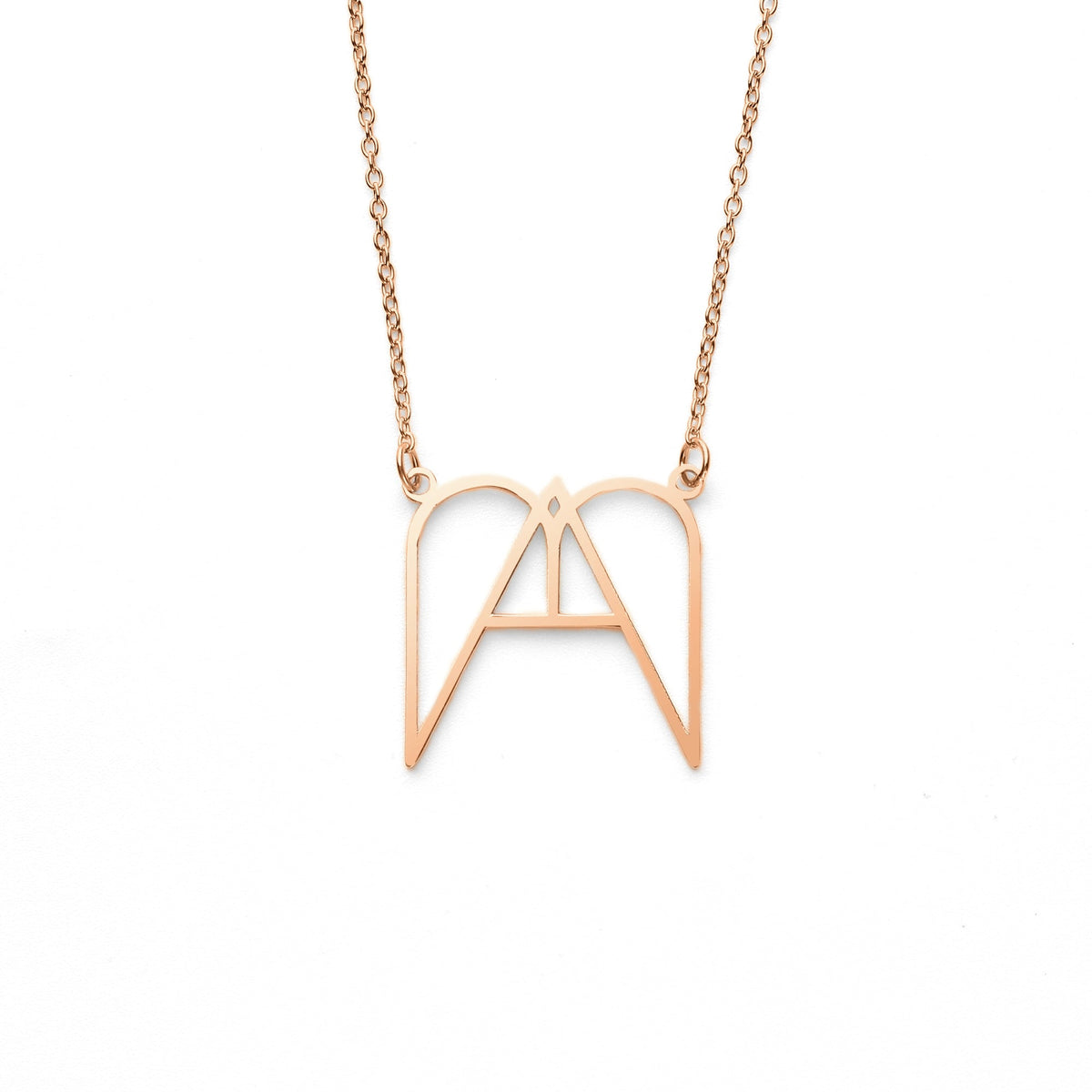 MAMA Minimalist Monogram Necklace in rose gold tone