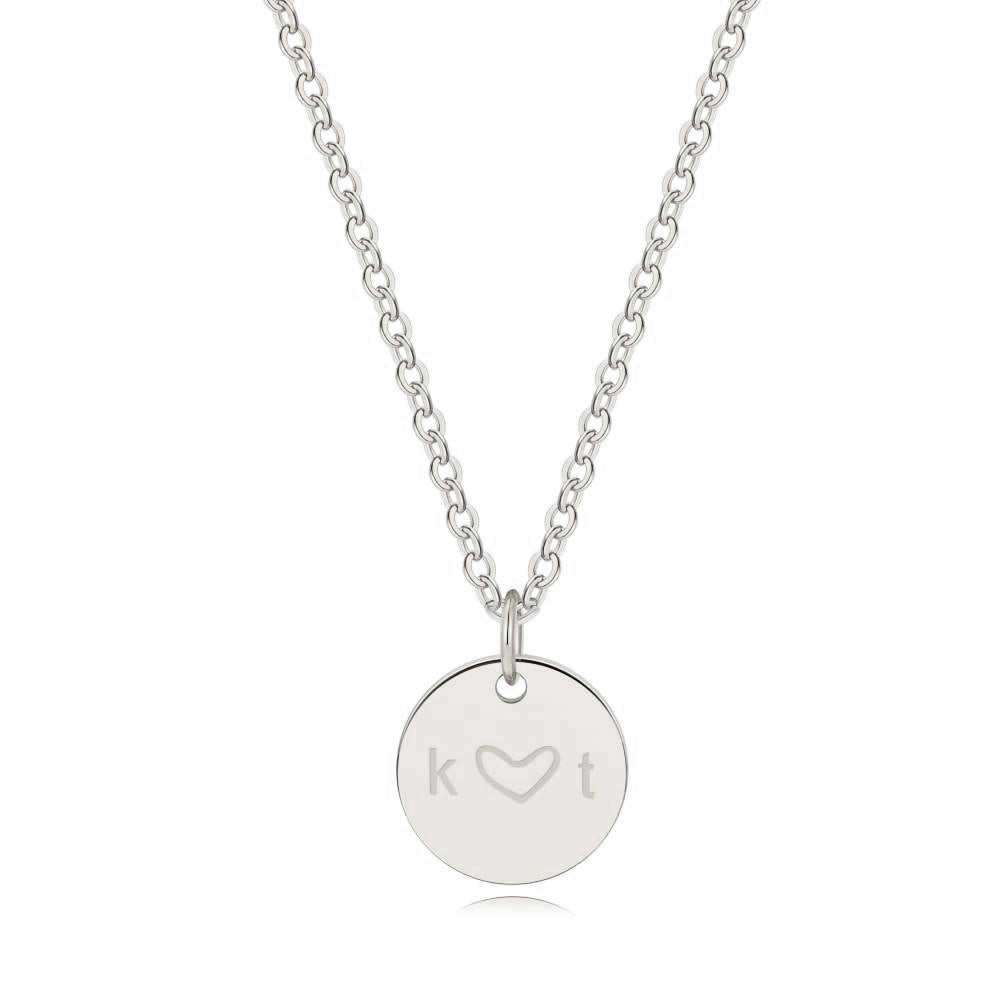 Love Disc Initial Necklace in 925 sterling silver