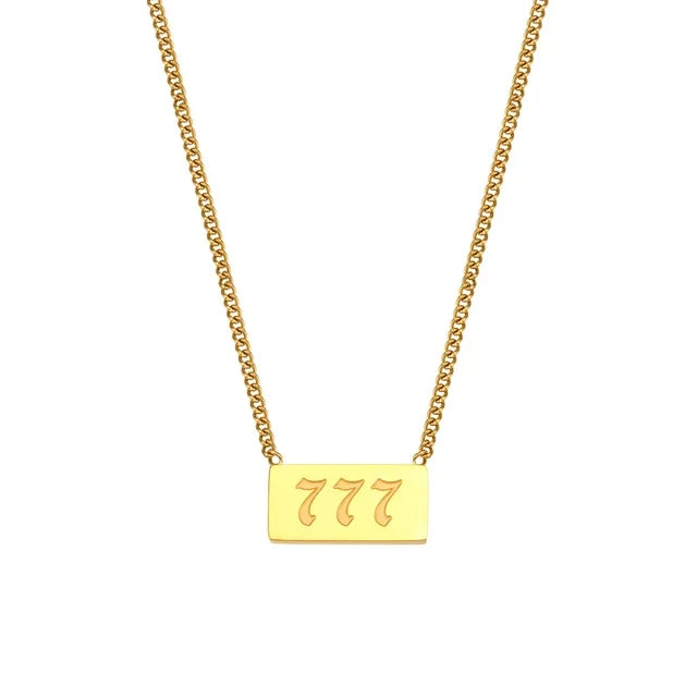 Angel Number Bar Necklace, in its gift packaging