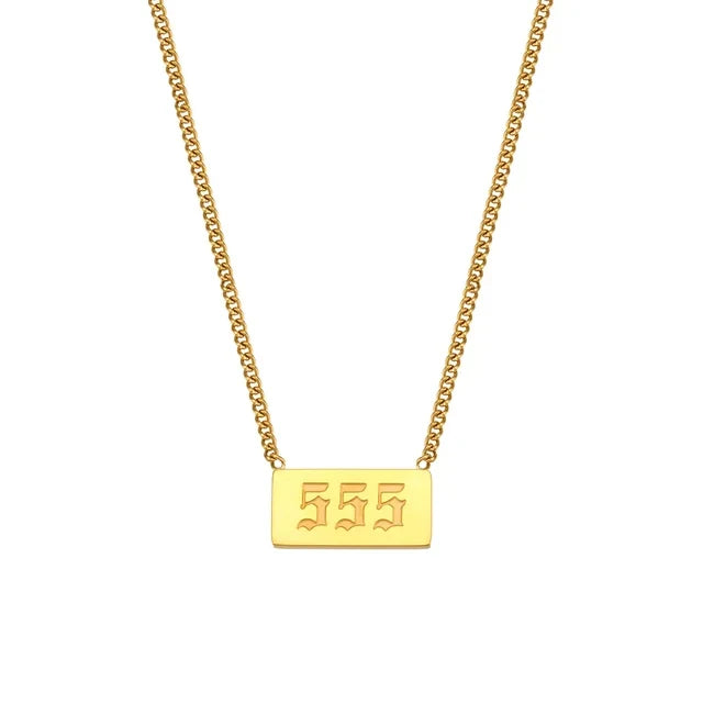 Angel Number Bar Necklace, in its gift packaging
