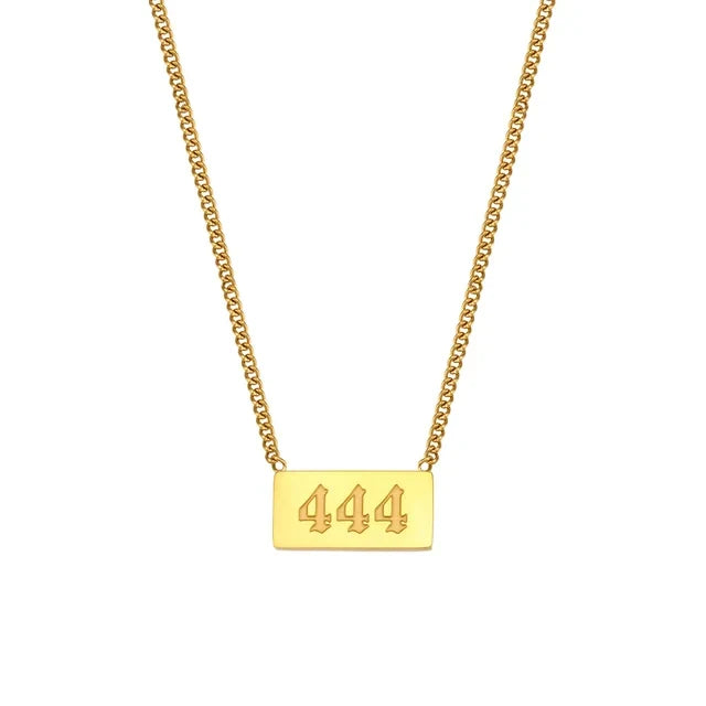 Angel Number Bar Necklace, in its gift packaging