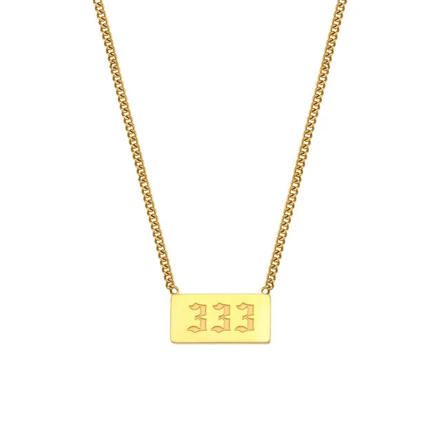 Angel Number Bar Necklace, in its gift packaging