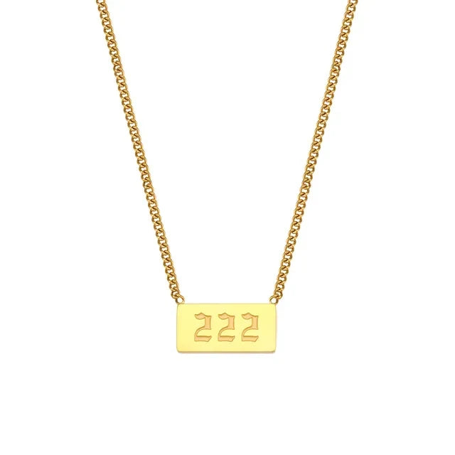Angel Number Bar Necklace, in its gift packaging