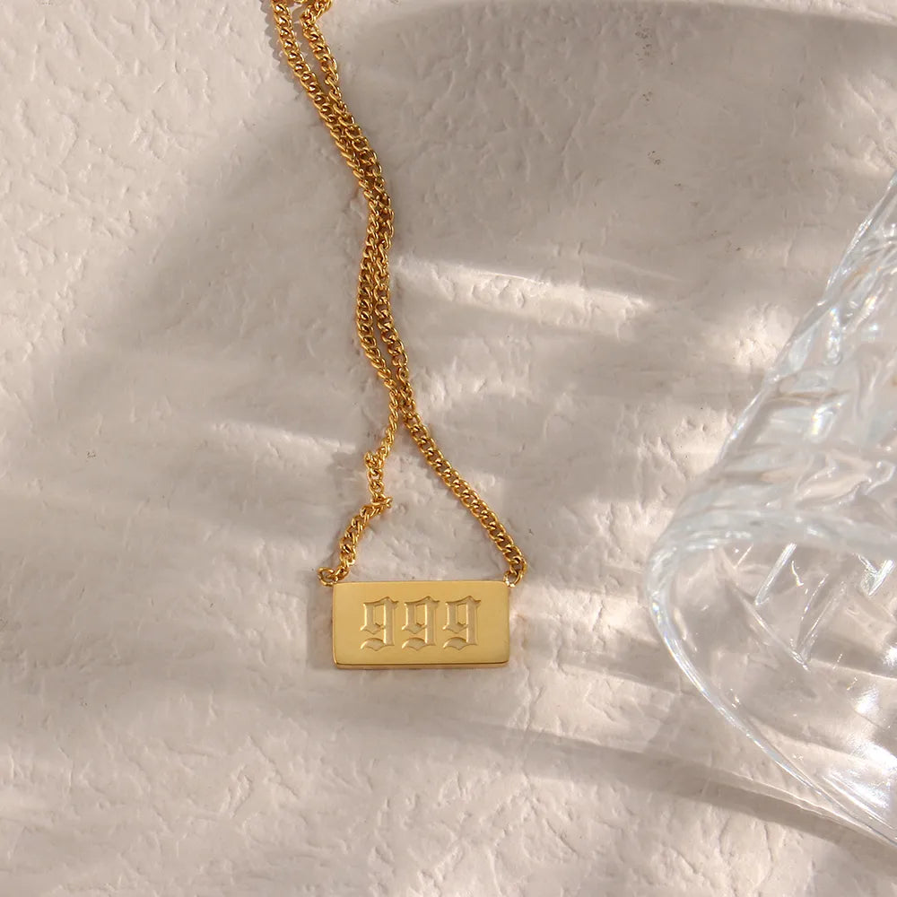 Angel Number Bar Necklace, in its gift packaging