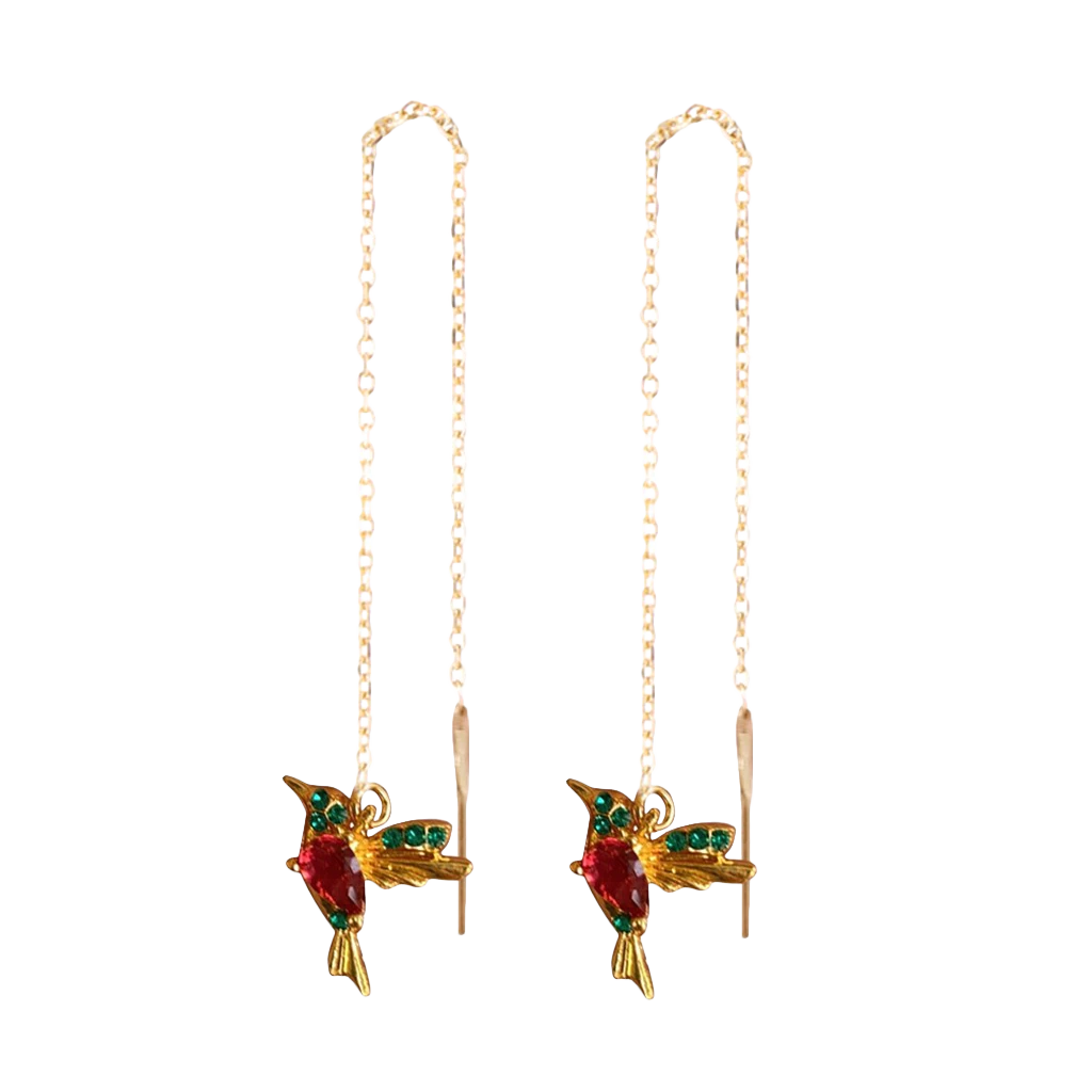 Hummingbird Drop Earrings in 18k Gold — Vanny Jewels