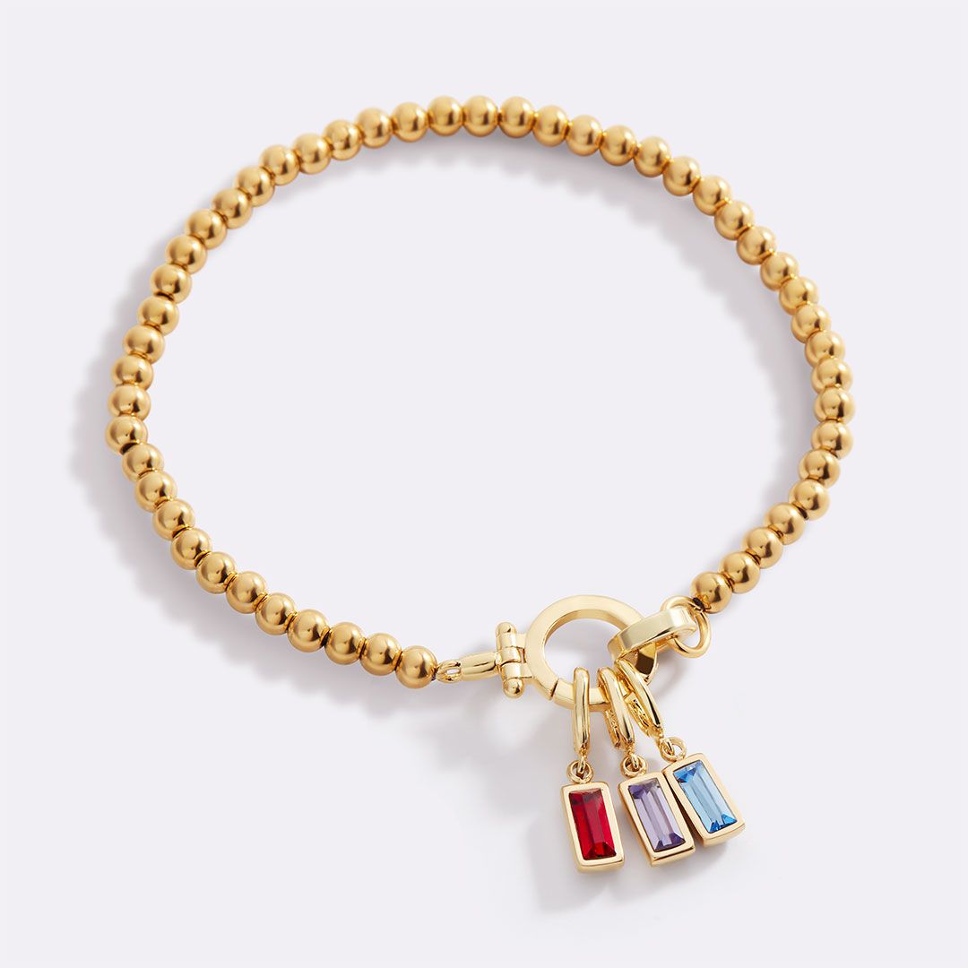 Minzfarbenes Perlen-Geburtsstein-Charm-Armband