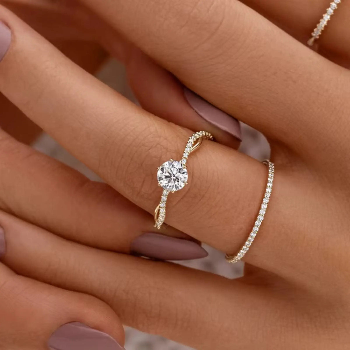 Braided 18k Gold Engagement Ring in gold tone