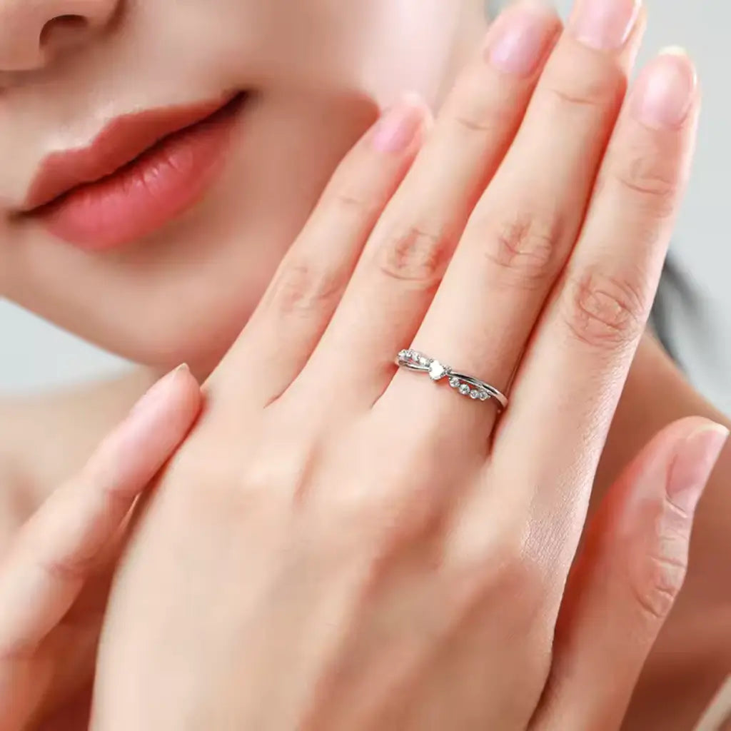 Silver Heart Solitaire Ring with Cubic Zirconia in 925 sterling silver