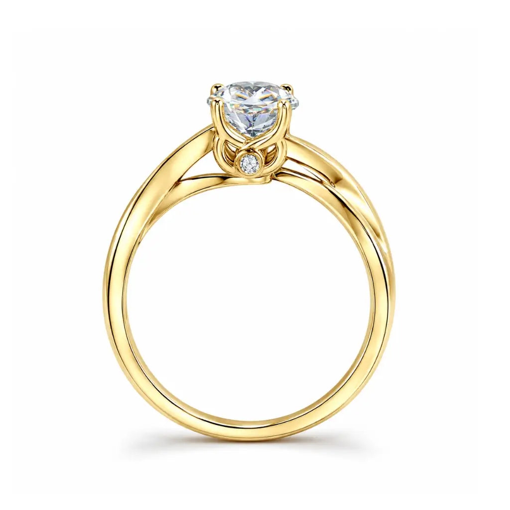 Enlace Braided Gold Moissanite Engagement Ring in gold tone