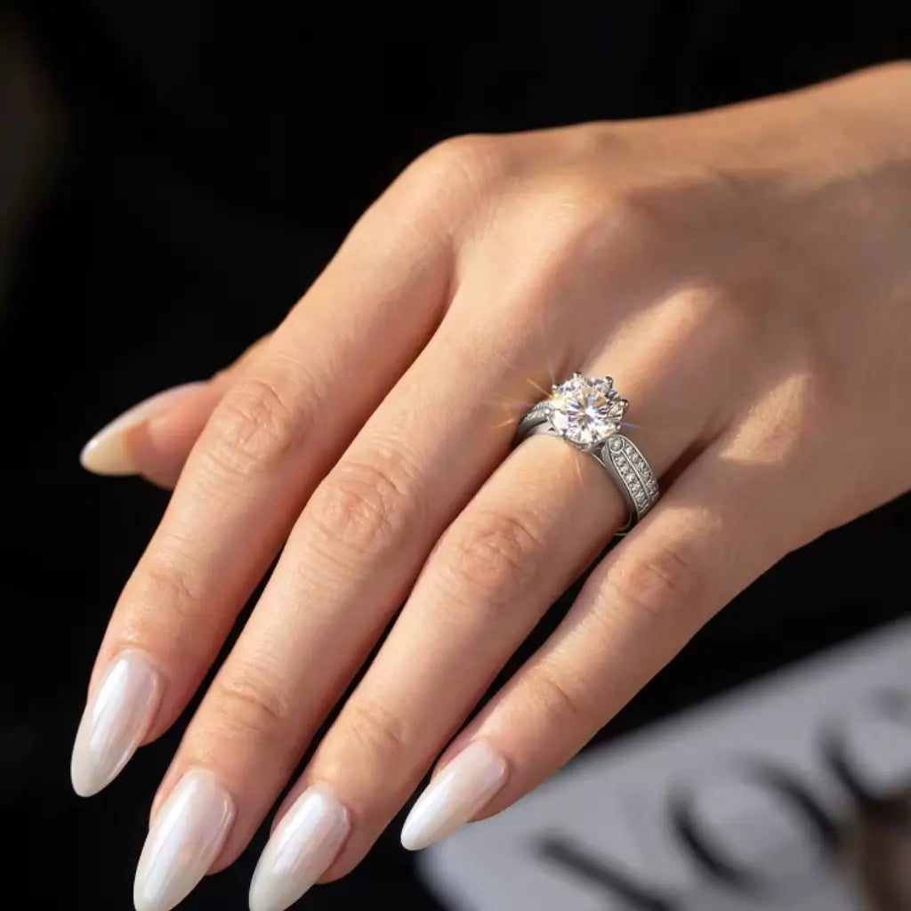 925 Silver Pave Solitaire Promise Ring in 925 sterling silver