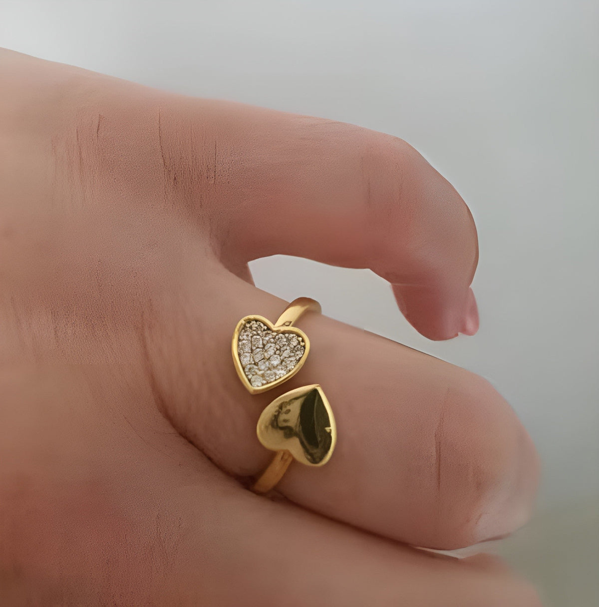 Adjustable Gold Heart Ring in gold tone