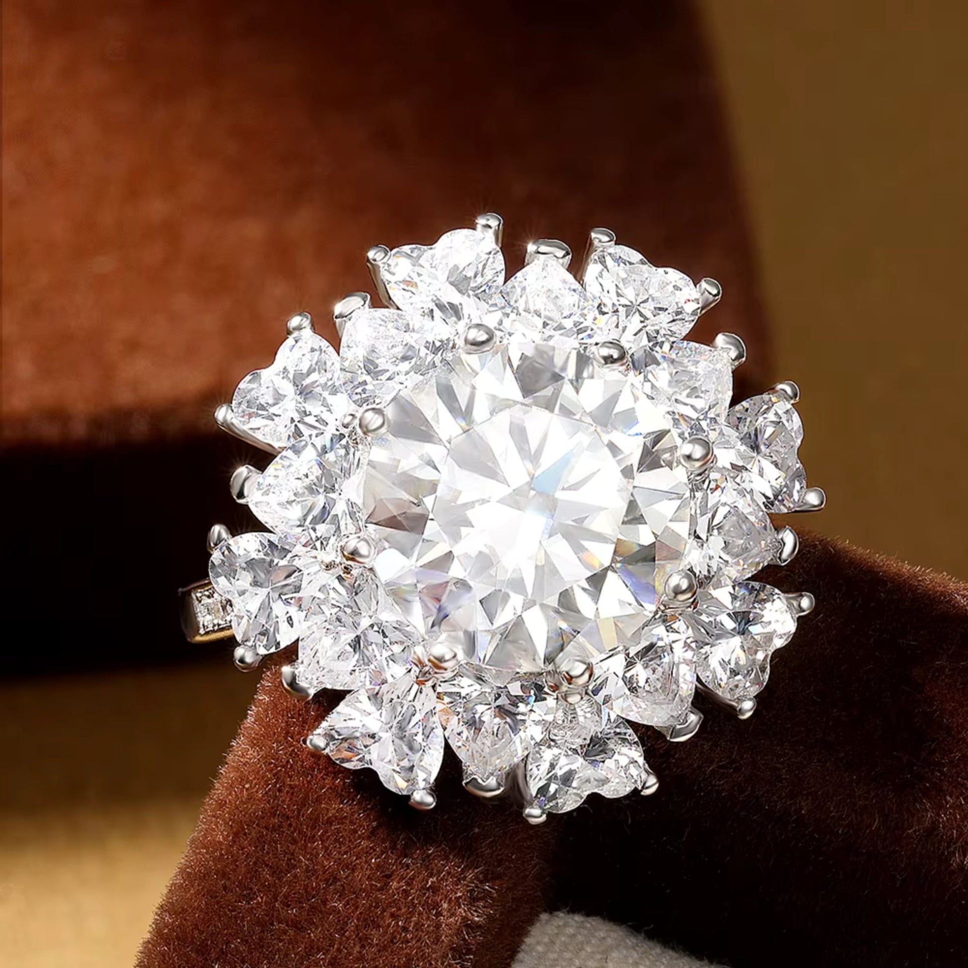 Celeste 18K White Gold Ring with Cubic Zirconia in gold tone