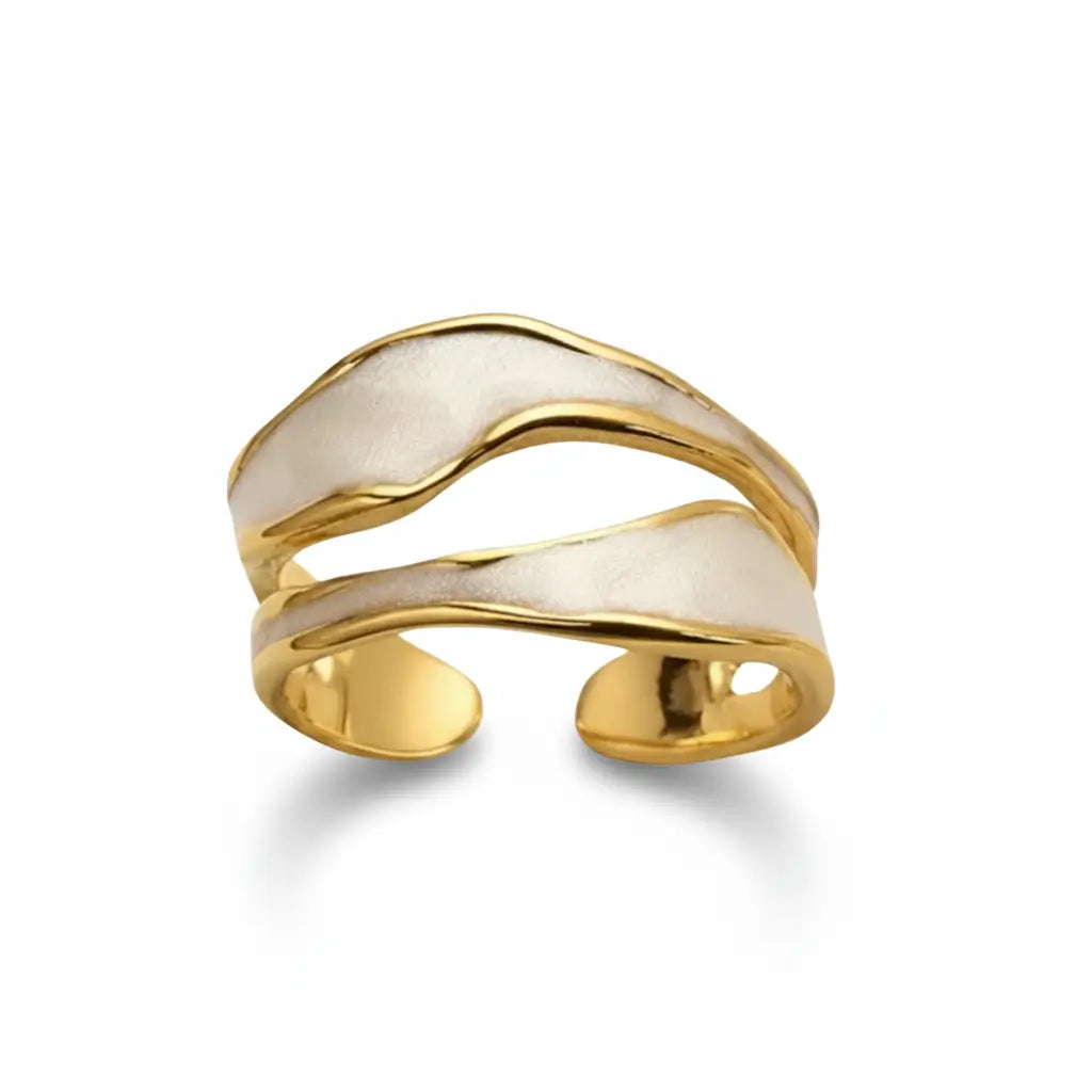 Waves Gold Ring in gold tone