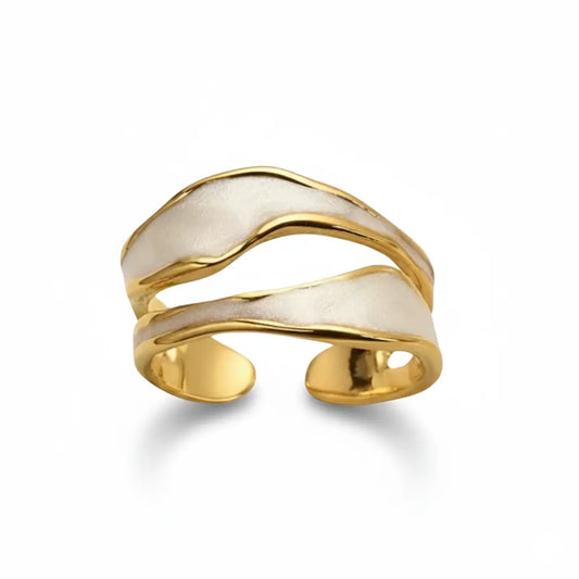 Waves Gold Ring in gold tone