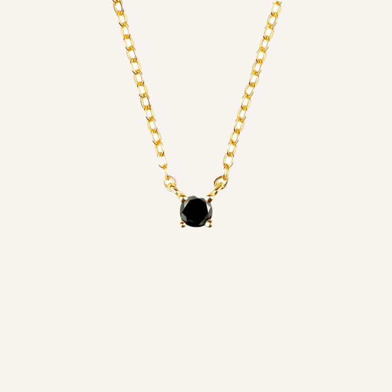 Onyx Dainty Diamond Necklace in 925 Sterling Silver — Vanny Jewels