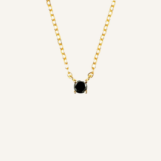 Onyx Dainty Diamond Necklace in 925 Sterling Silver — Vanny Jewels