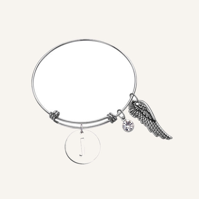 Custom Initial Guardian Angel's Wing Bracelet in 925 Sterling Silver — Vanny Jewels