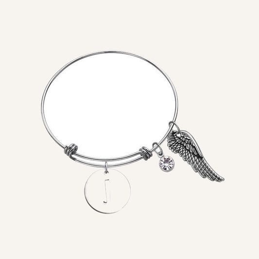 Custom Initial Guardian Angel's Wing Bracelet in 925 Sterling Silver — Vanny Jewels