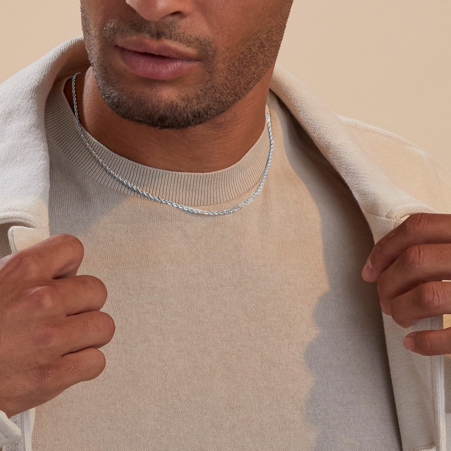 2mm Rope Chain Necklace in 925 sterling silver