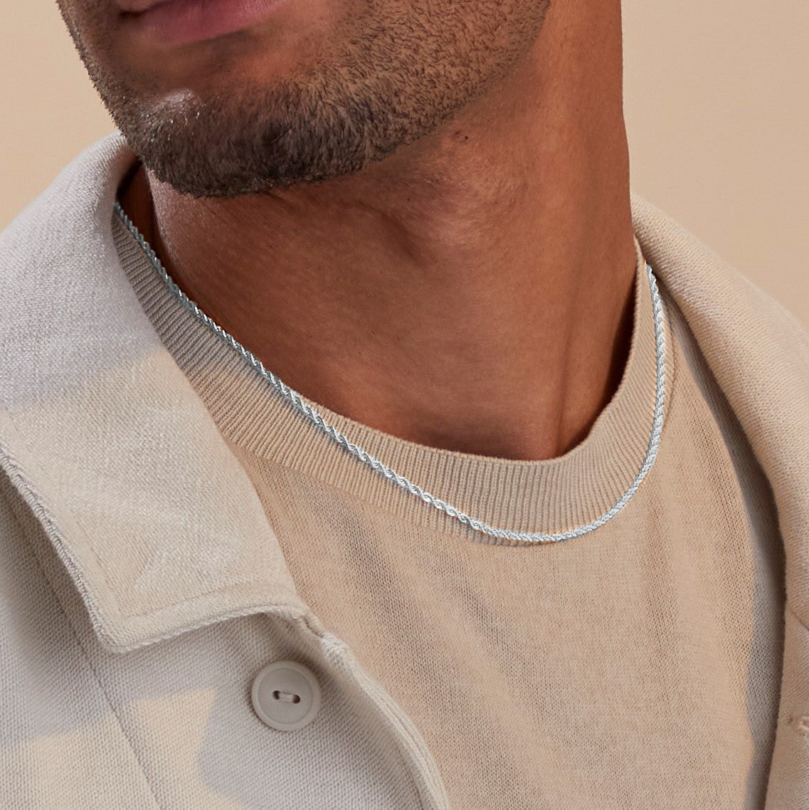 2mm Rope Chain Necklace in 925 sterling silver