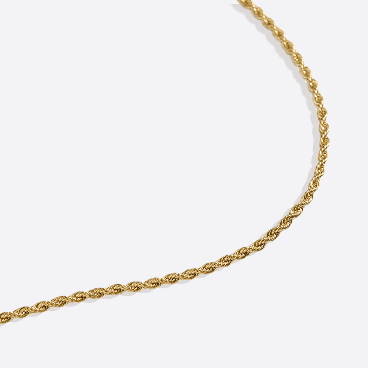 2mm Rope Chain Necklace in gold tone