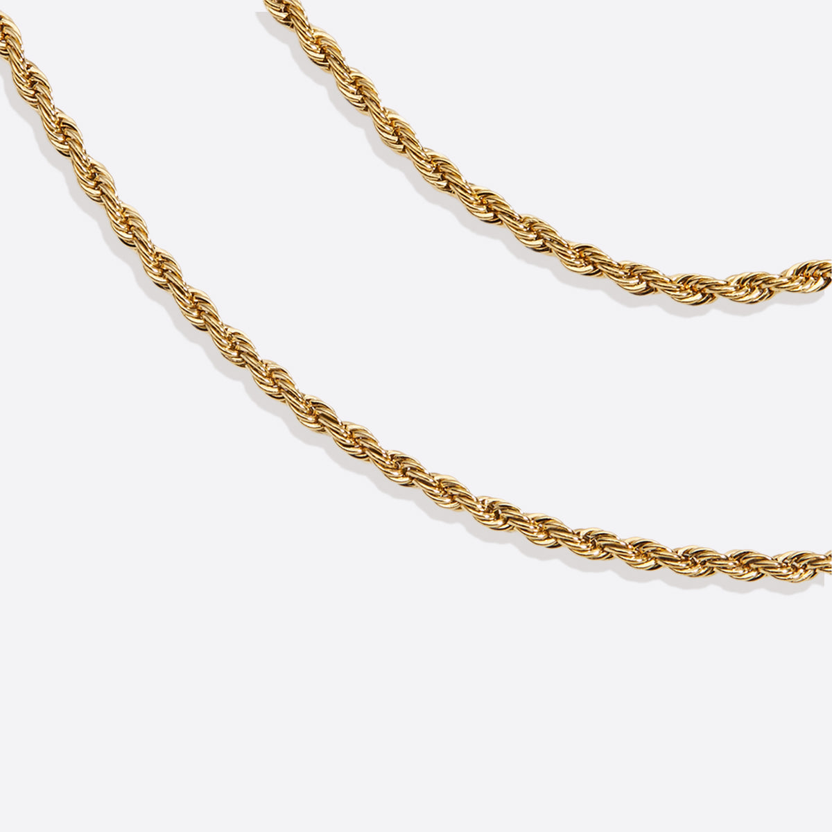 2mm Rope Chain Necklace in gold tone