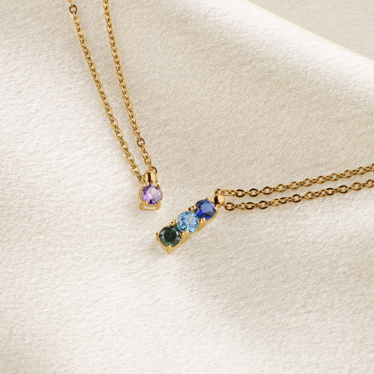 Family Birthstone Necklace in gold tone