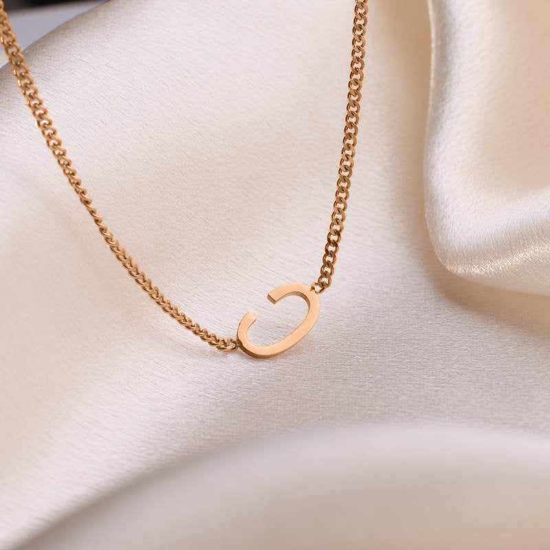 The Skinny Initial Necklace in rose gold tone