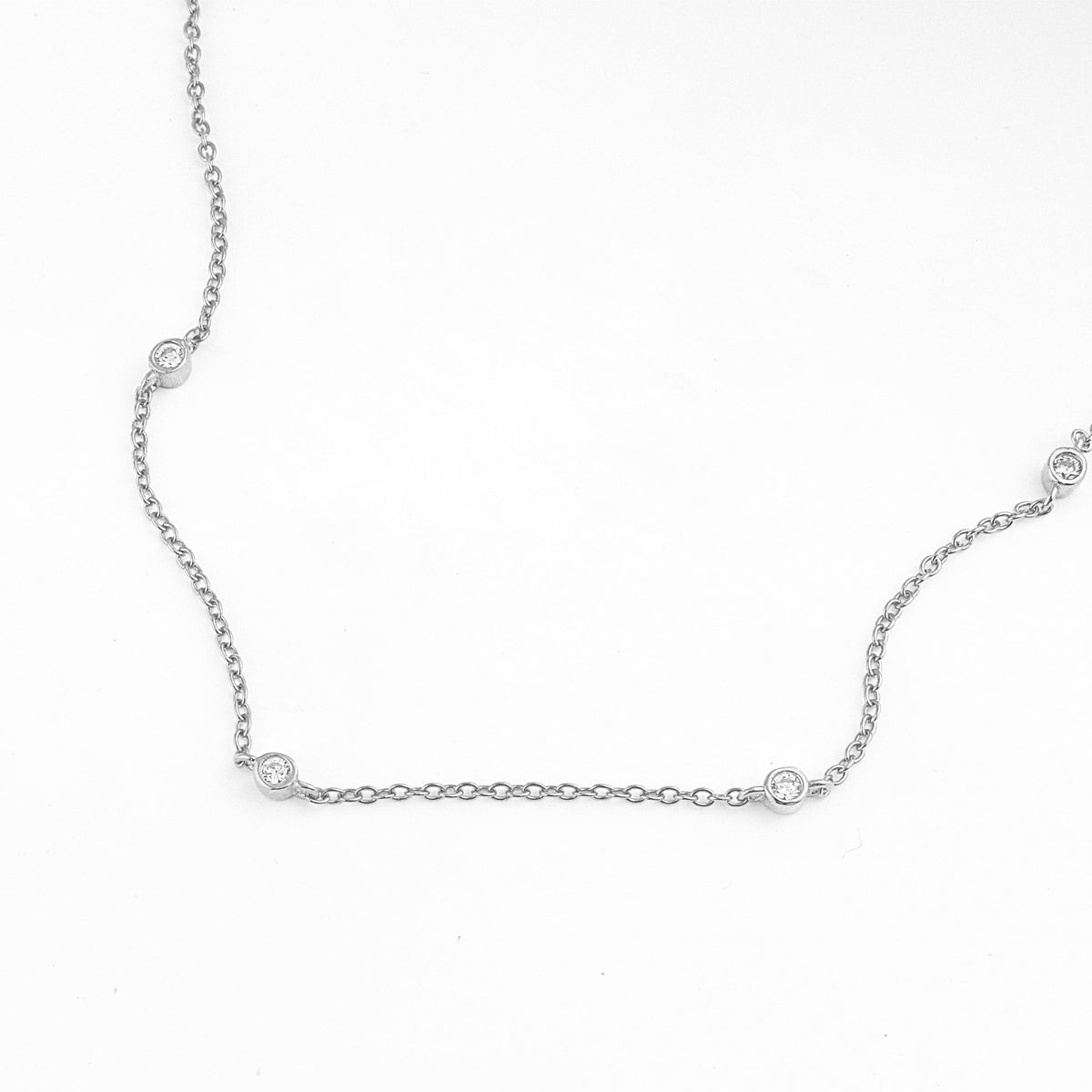 Bezel-Set Five Crystal Necklace in 925 sterling silver