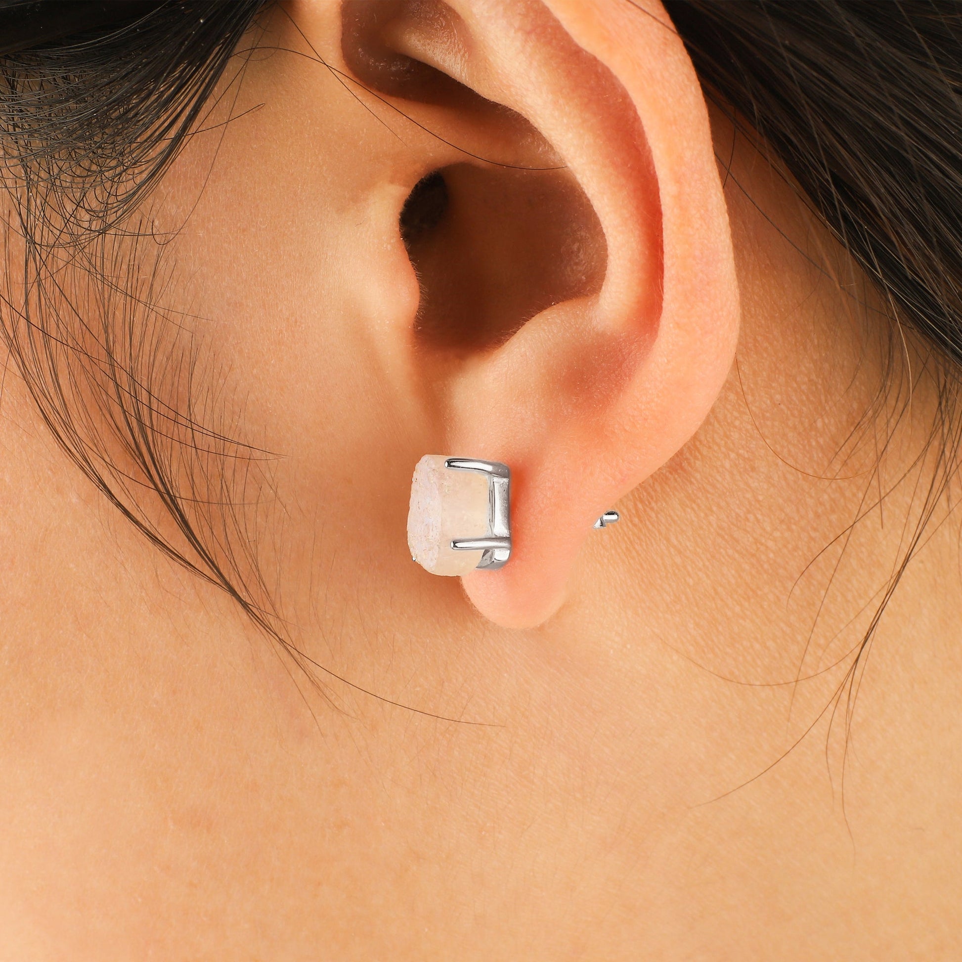 Moonstone Stud Earrings in 925 sterling silver
