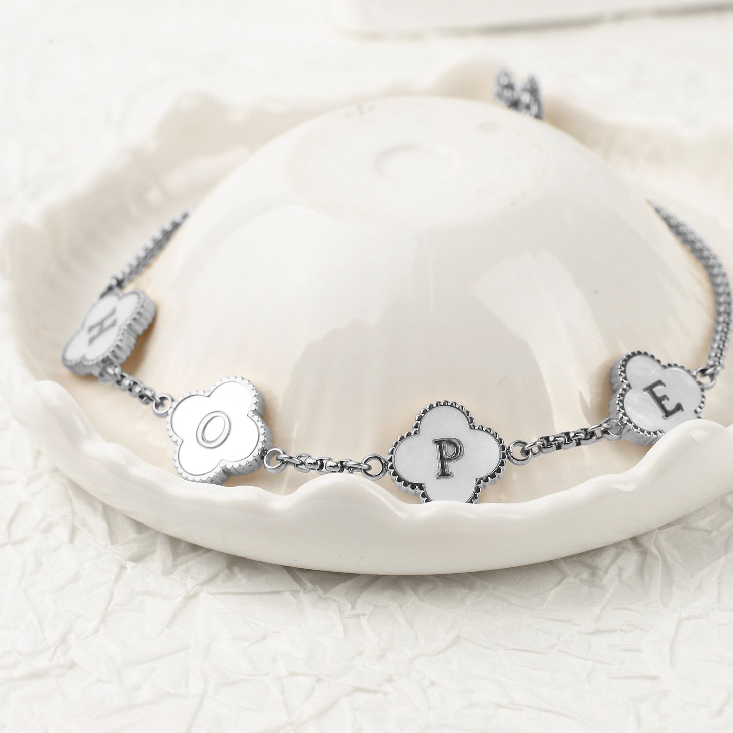 Clover Custom Name Bracelet in 925 sterling silver