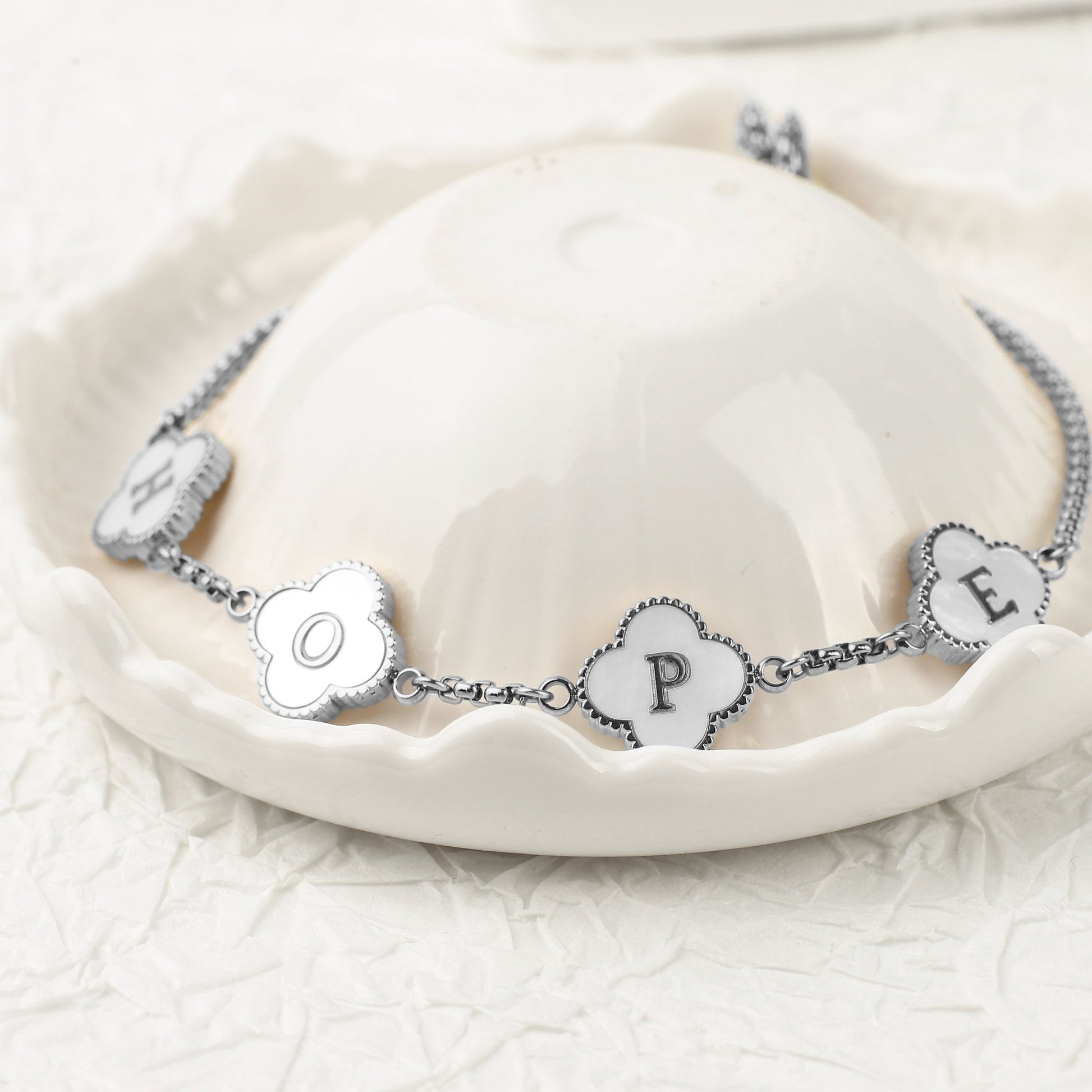 Clover Custom Name Bracelet in 925 sterling silver
