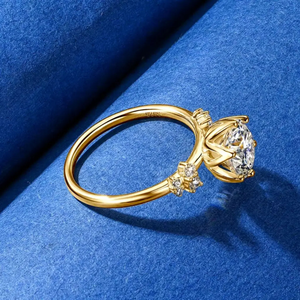 Amour 18k Gold Moissanite Engagement Ring in gold tone