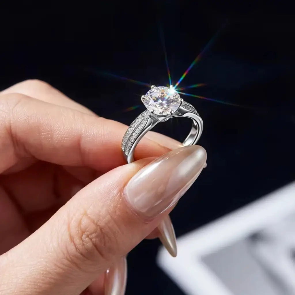 925 Silver Pave Solitaire Promise Ring in 925 sterling silver