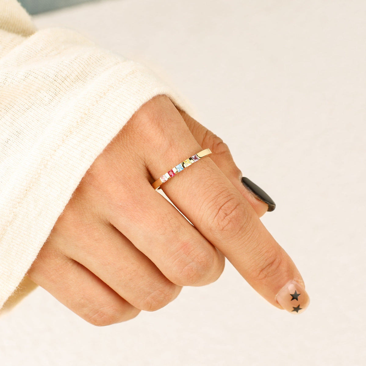 Prinzessschliff-Geburtsstein-Bandring