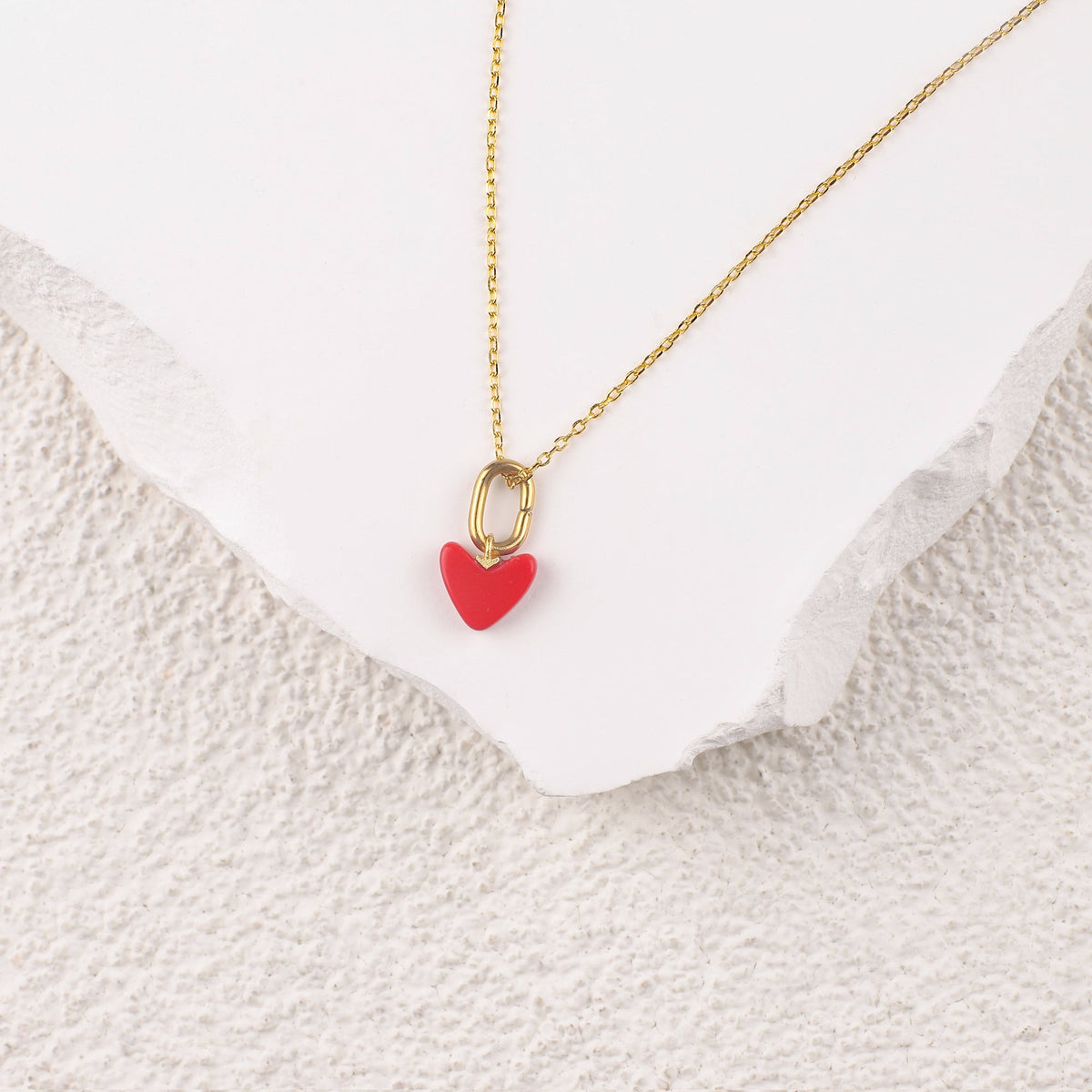 Red Enamel Heart Necklace