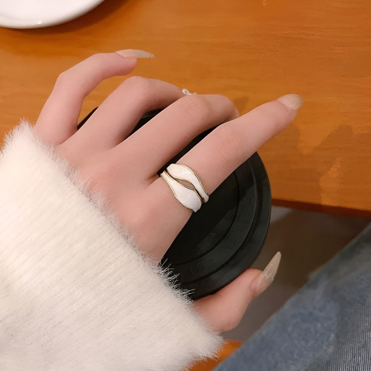 Waves Gold Ring in gold tone
