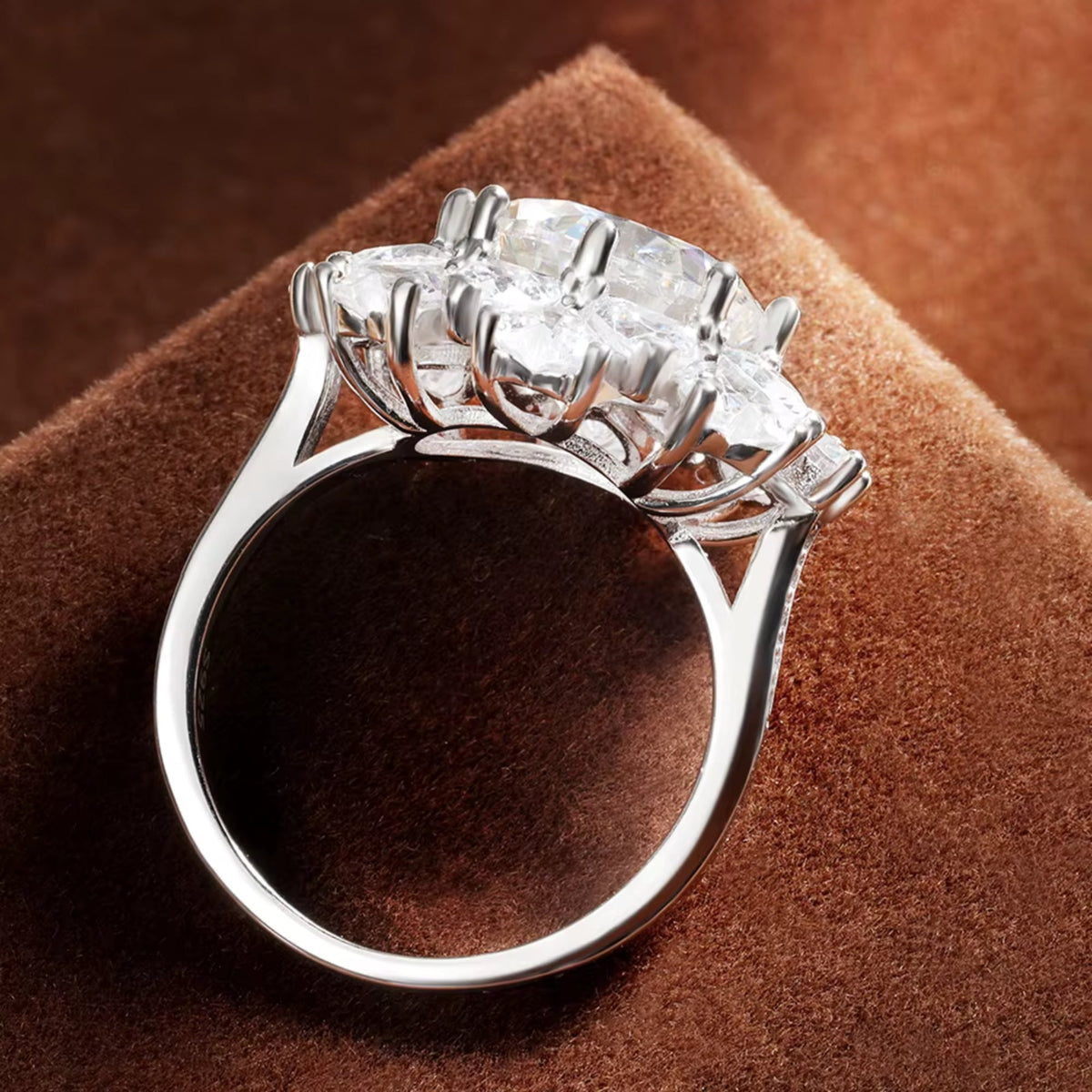 Celeste 18K White Gold Ring with Cubic Zirconia in gold tone