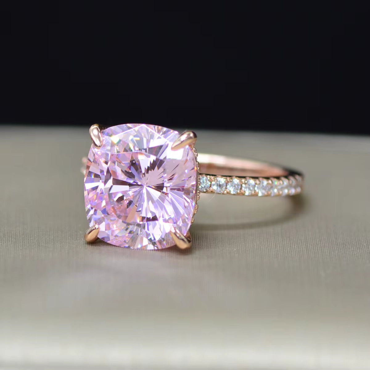 Rose Gold Solitaire Ring in gold tone
