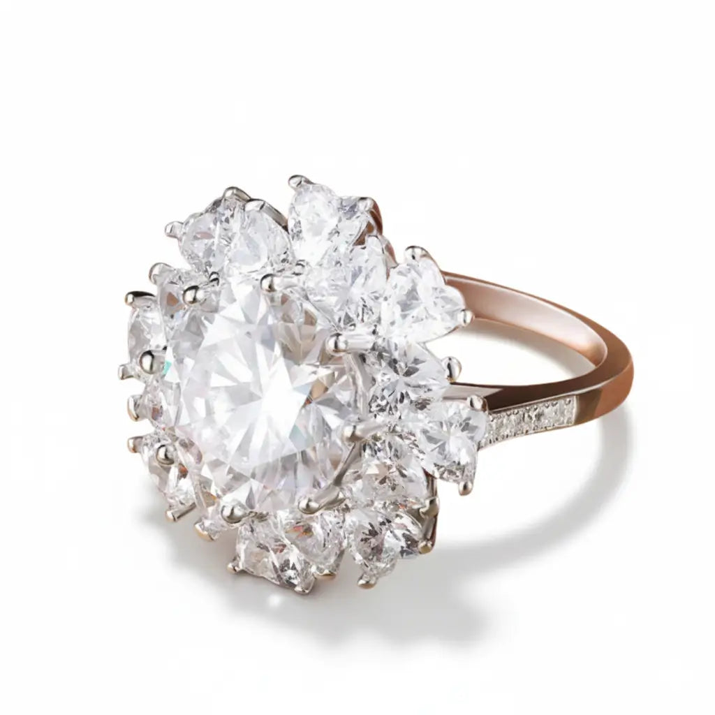 Celeste 18K White Gold Ring with Cubic Zirconia in gold tone