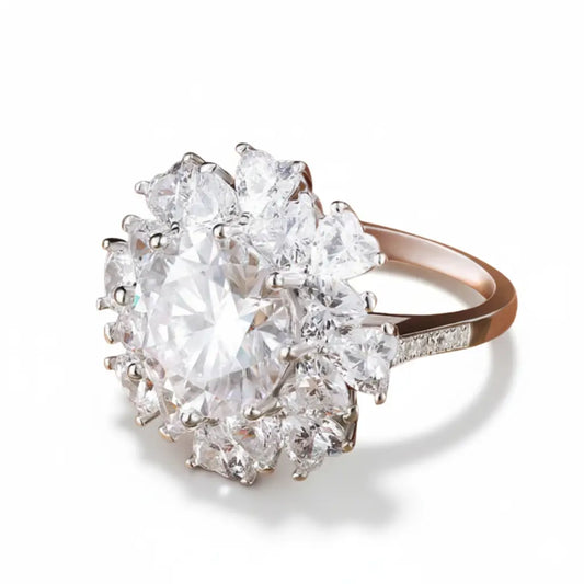 Celeste 18K White Gold Ring with Cubic Zirconia in gold tone