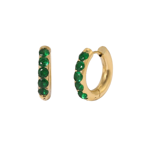 Chunky Gemstone Huggie Hoop Earrings — Vanny Jewels
