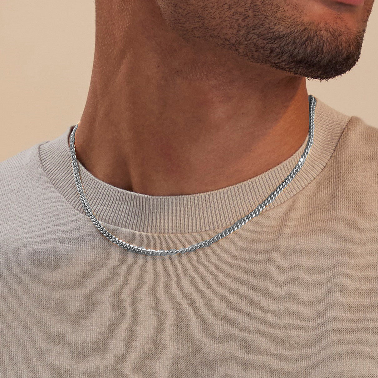 3mm Cuban Chain Necklace in 925 sterling silver