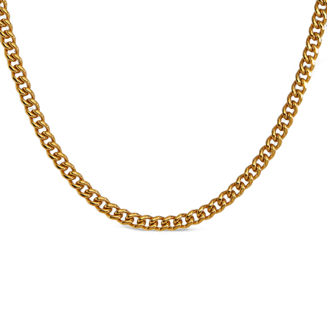 3mm Cuban Chain Necklace in 18k Gold — Vanny Jewels