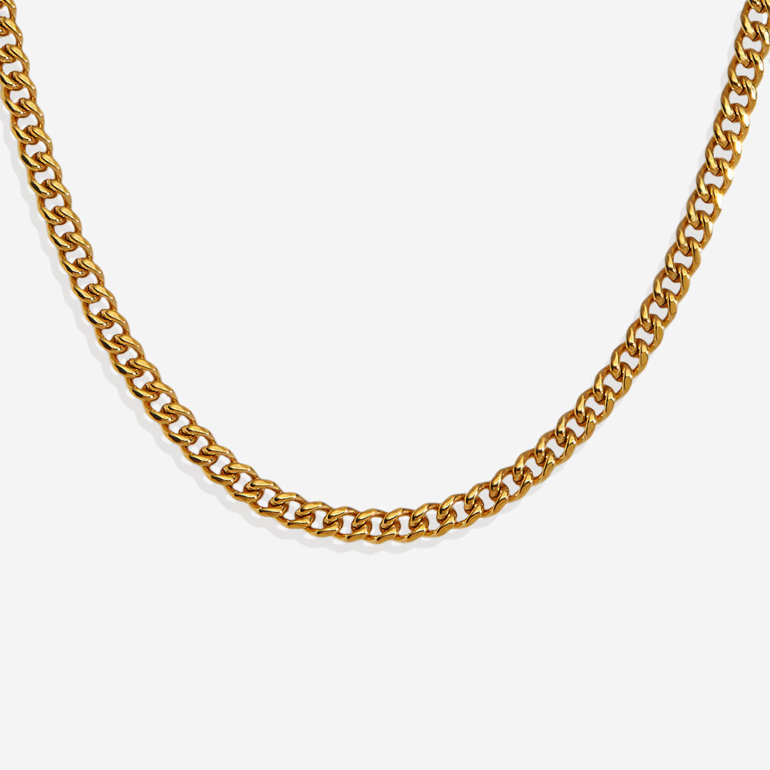 3mm Cuban Chain Necklace in gold tone