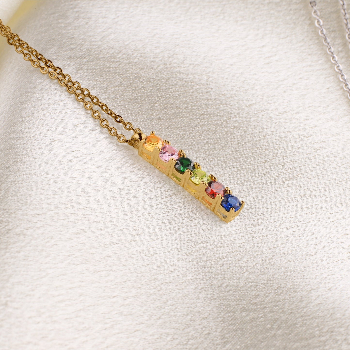 Family Birthstone Necklace in gold tone