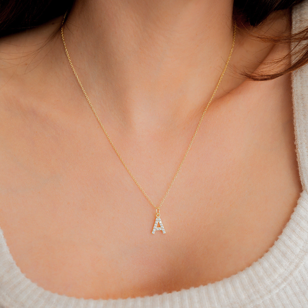 Pavé Uppercase Initial Necklace