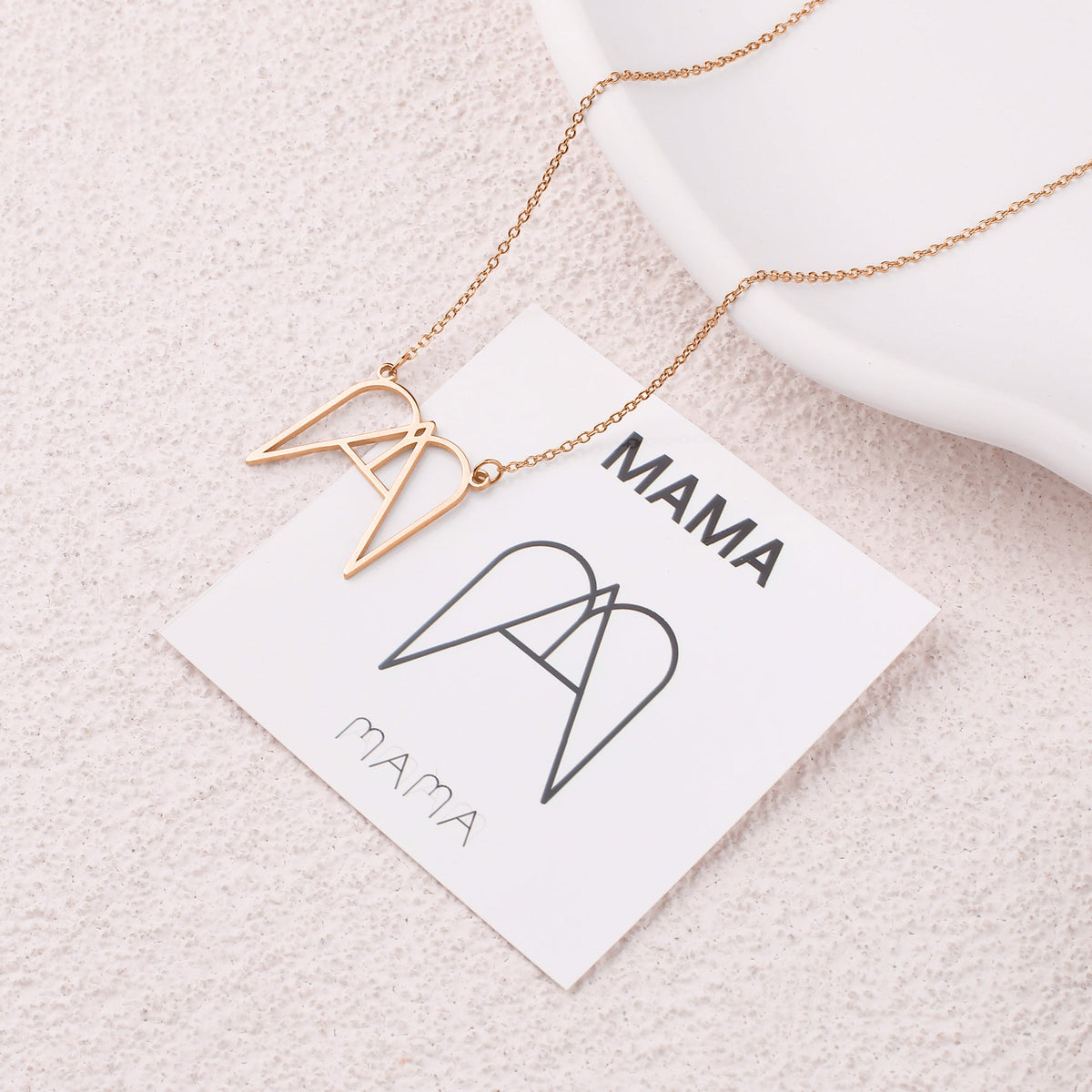 MAMA Minimalist Monogram Necklace in rose gold tone