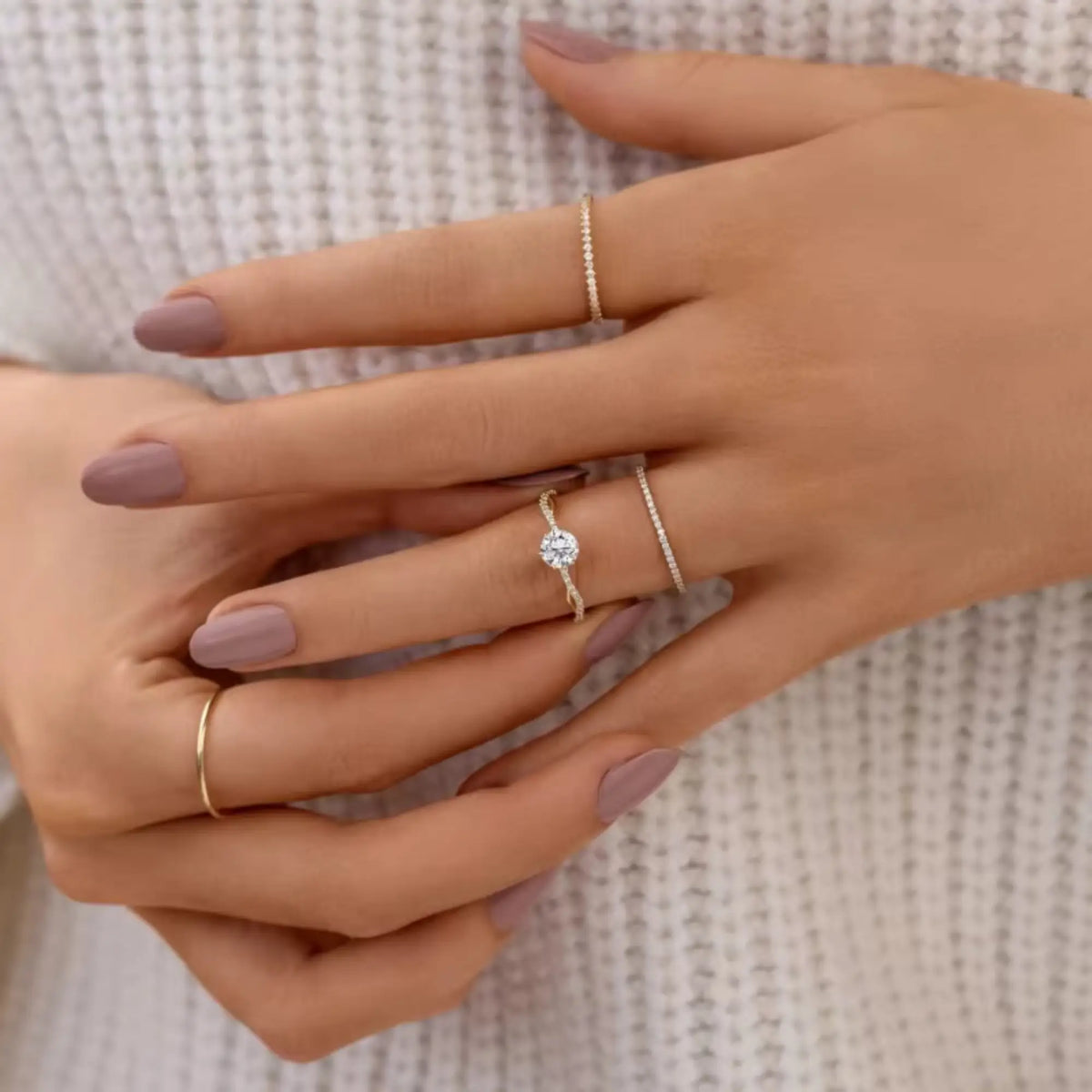 Braided 18k Gold Engagement Ring in gold tone